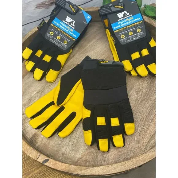 3 Pack Wells Lamont HydraHyde Heavy Duty Water Resistant Leather Work Gloves M - Picture 7 of 8